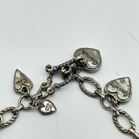Enameled Heart Inspirational Charm Bracelet Silver Tone Toggle Closure - Picture 9 of 10
